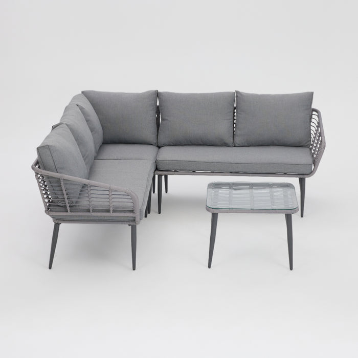 Cole Rattan Wicker Garden Corner Sofa Set, Grey