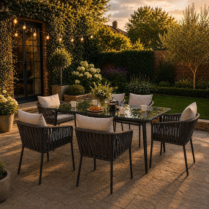 Fiji Grey Garden Dining Set, 6 Seater