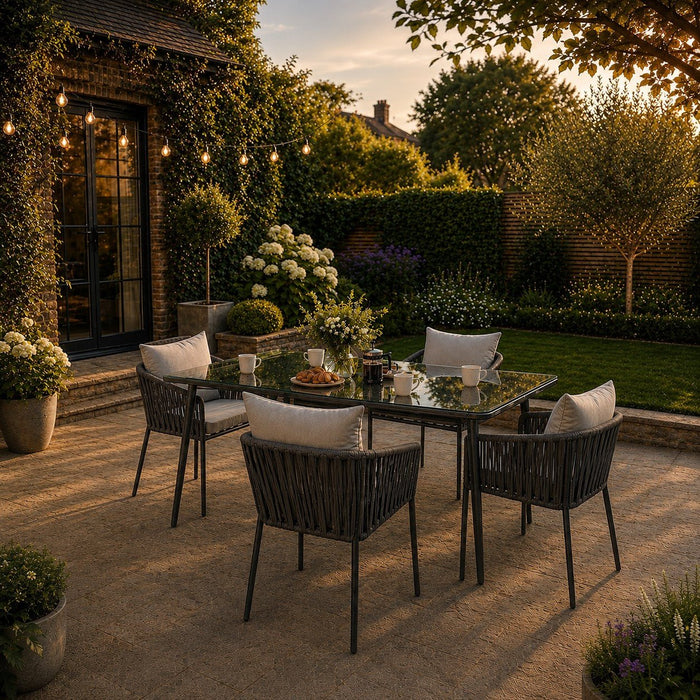 Fiji Grey Garden Dining Set, 4 Seater