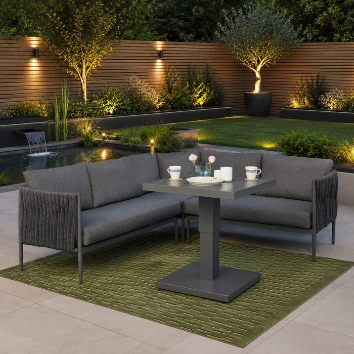 Serena Aluminium Rope Corner Garden Sofa Set, Grey