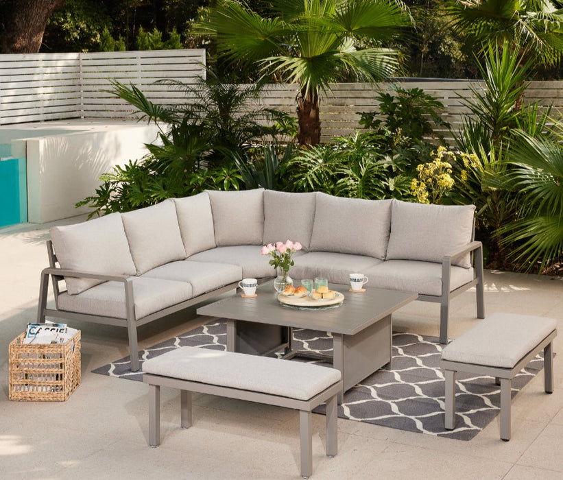 Bora Corner Garden Sofa with Benches, Grey