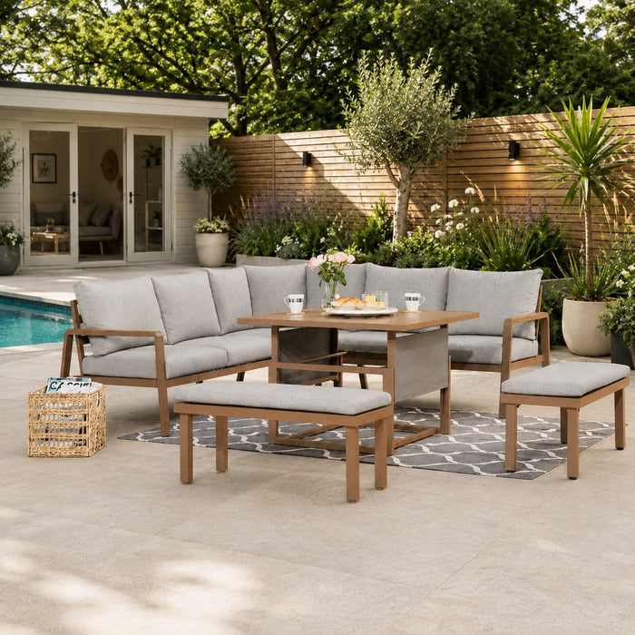 Bora Corner Garden Sofa with Benches, Natural