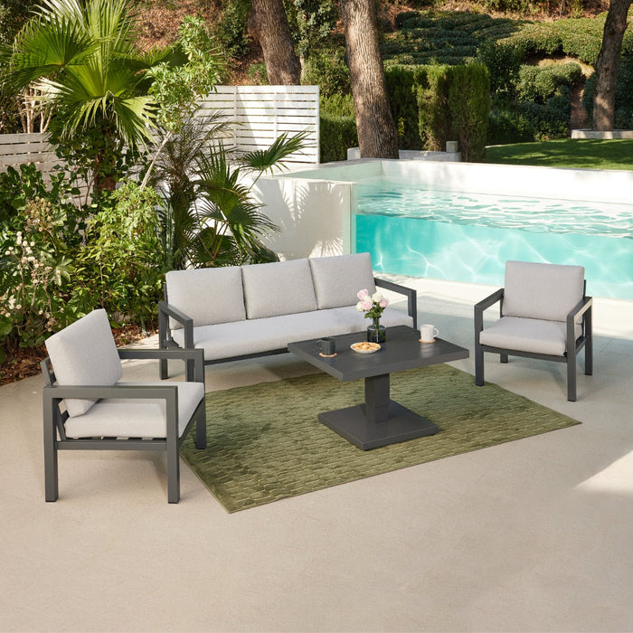 Bahia Luxury Garden Lounge Set with Rising Table, Grey