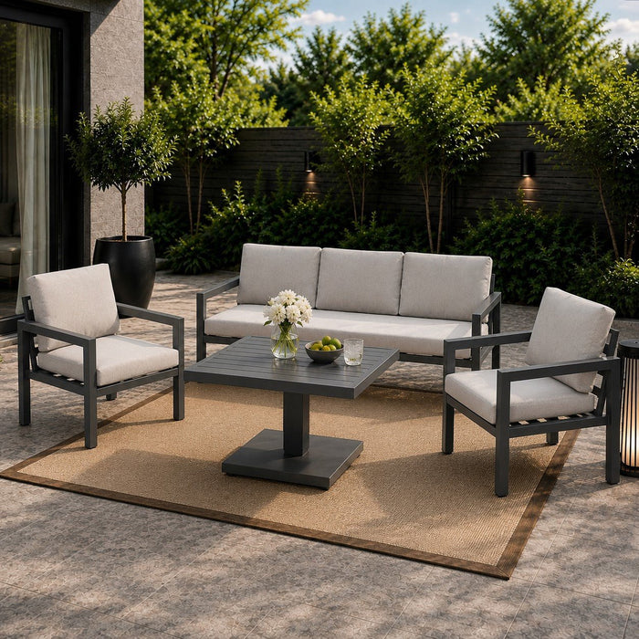 Bahia Luxury Garden Lounge Set with Rising Table, Grey