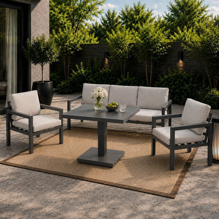 Bahia Luxury Garden Lounge Set with Rising Table, Grey