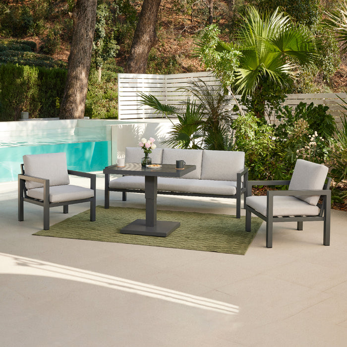 Bahia Luxury Garden Lounge Set with Rising Table, Grey