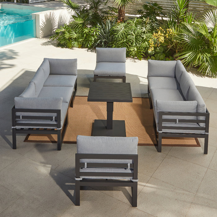 Faro Luxury Modular Garden Furniture Set with Rising Table, Grey