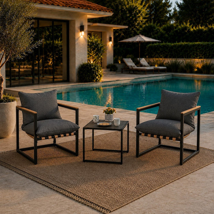 Marbella Garden Balcony Set, Dark Grey Cushions