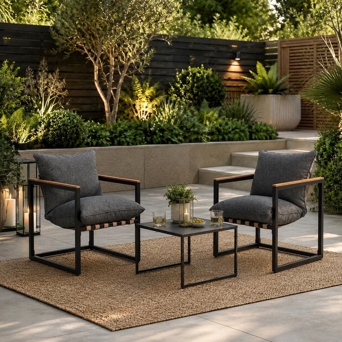Marbella Garden Balcony Set, Dark Grey Cushions