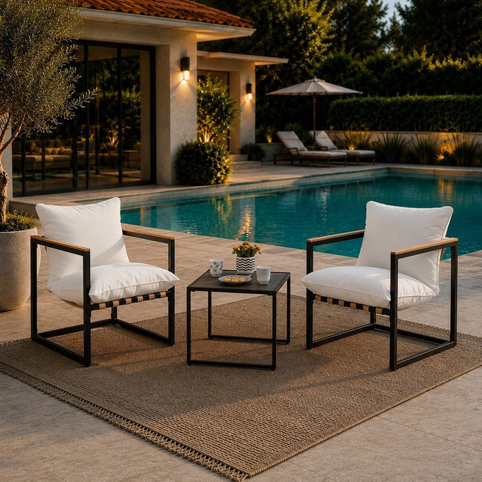 Marbella Garden Balcony Set,  Ivory Cushions
