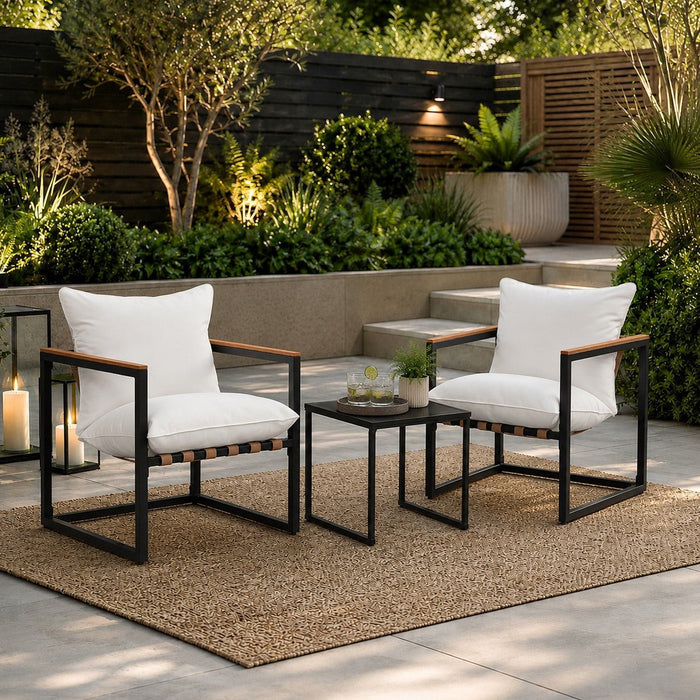 Marbella Garden Balcony Set,  Ivory Cushions