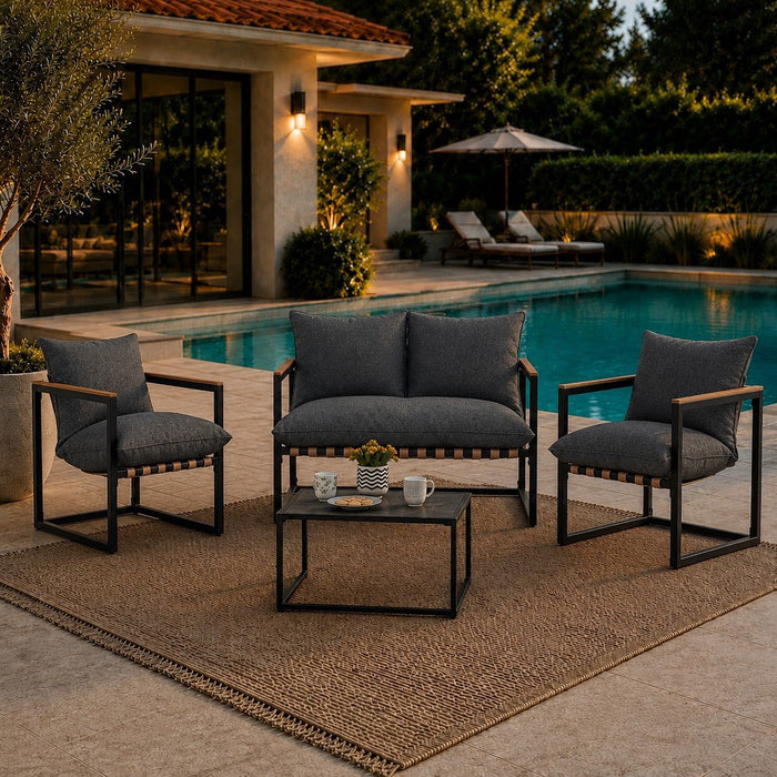 Marbella Garden Lounge Set, Dark Grey Cushions