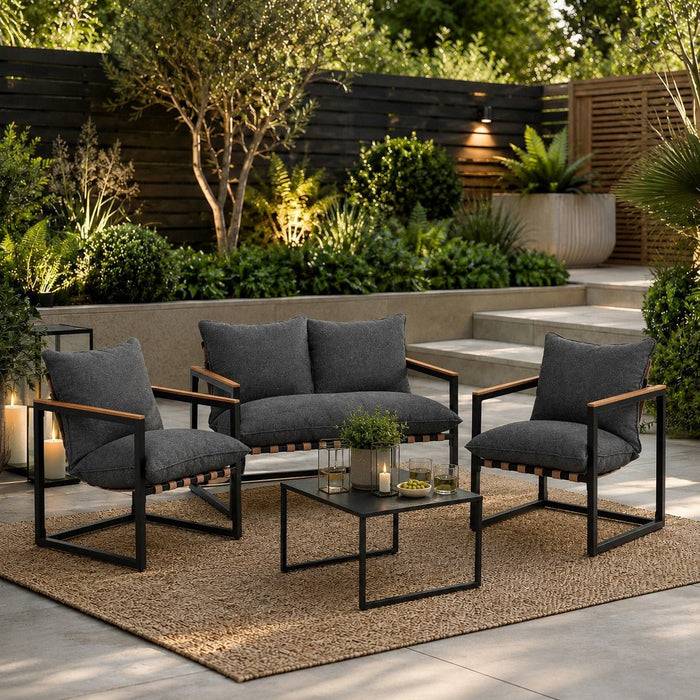 Marbella Garden Lounge Set, Dark Grey Cushions