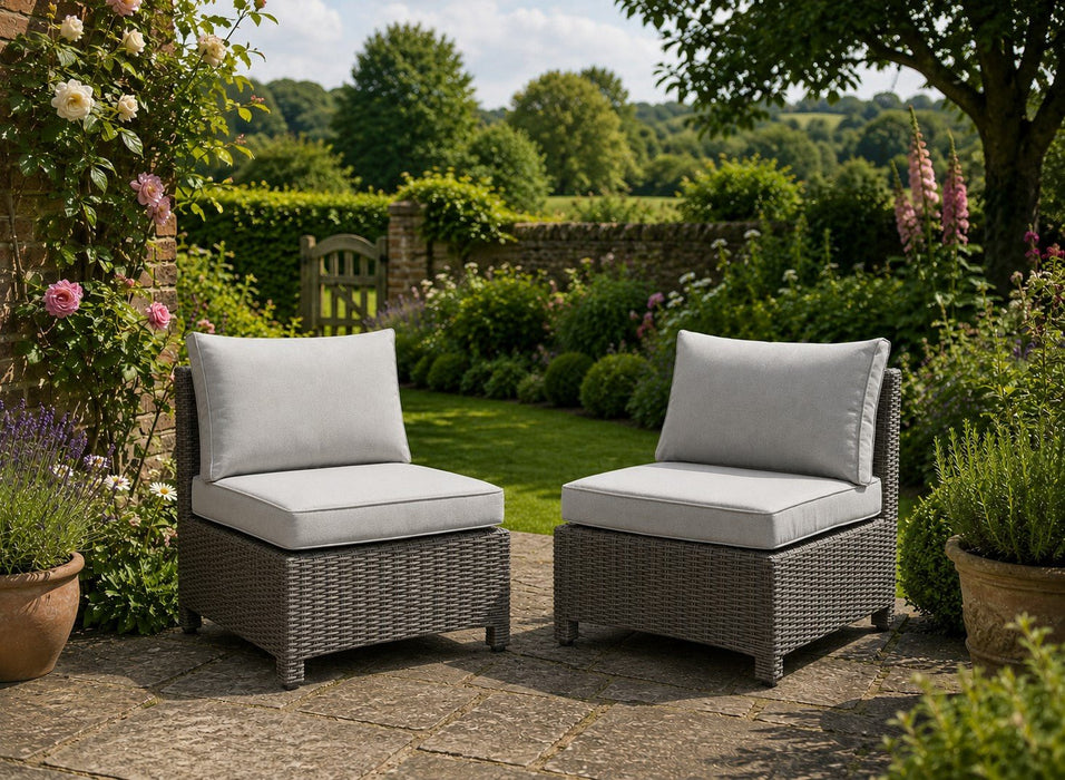 Hadley Armless Rattan Chair Set of 2, Grey