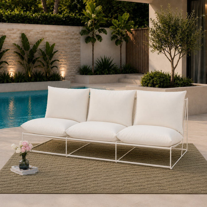 Marina 3 Seater Steel Garden Chair, White