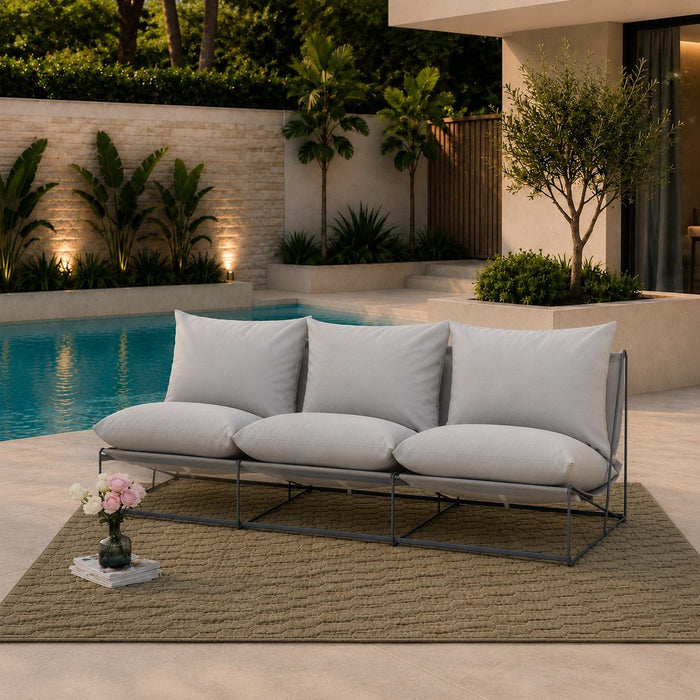 Marina 3 Seater Steel Garden Chair, Grey