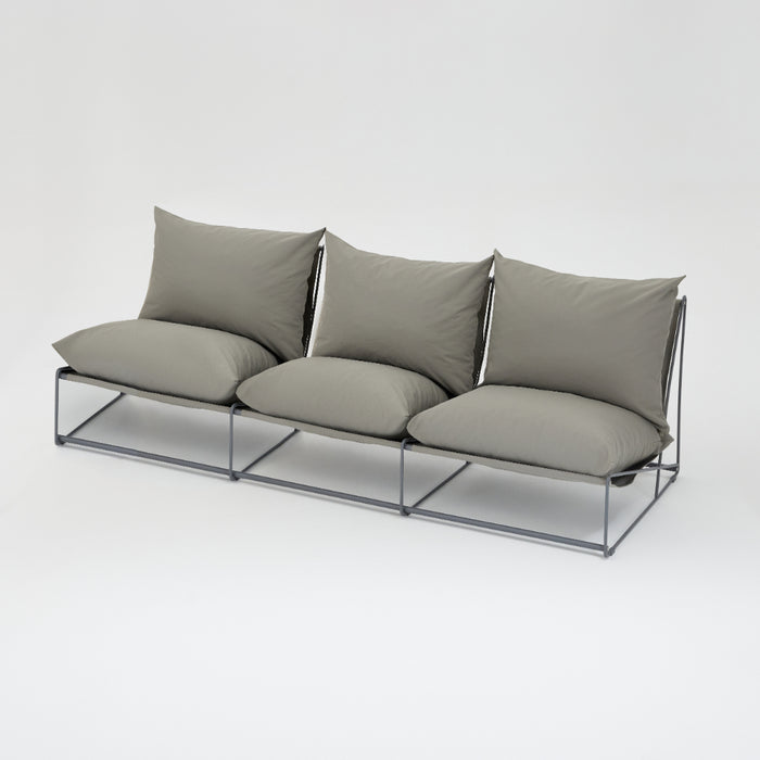 Marina 3 Seater Steel Garden Chair, Grey