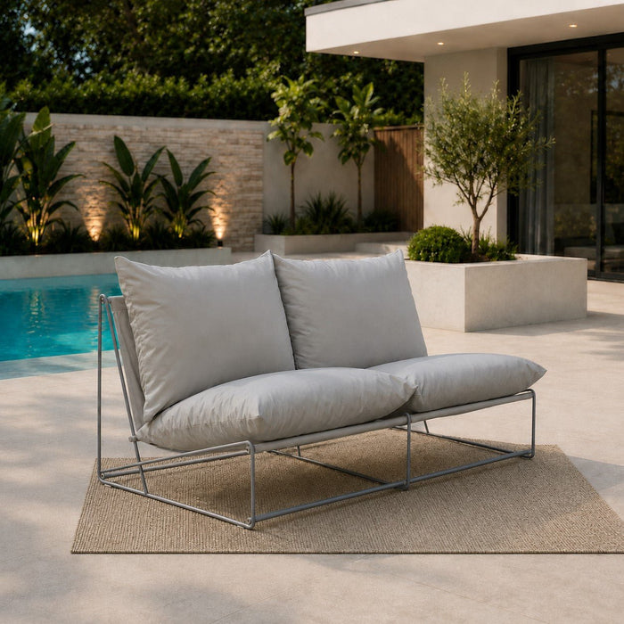 Marina 2 Seater Steel Garden Chair, Grey