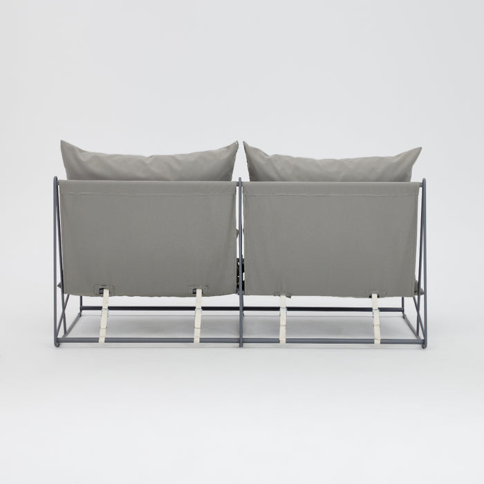 Marina 2 Seater Steel Garden Chair, Grey