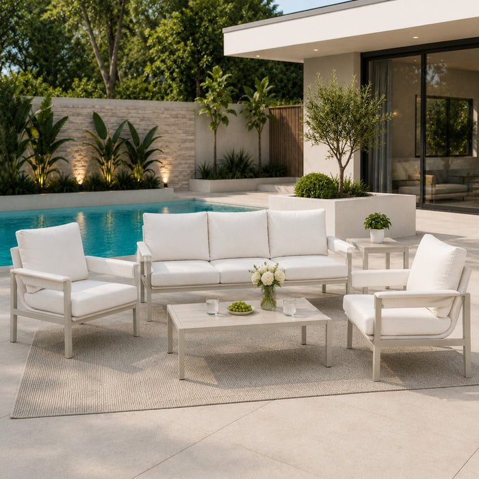 Belek Aluminium Garden Conversation Set, White