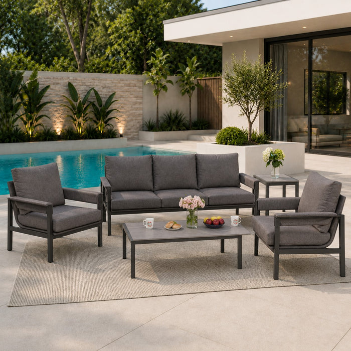 Belek Aluminium Garden Conversation Set, Grey