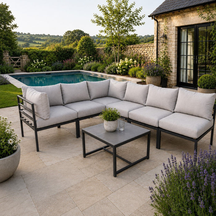 Matira 6 Seat Aluminium Modular Garden Furniture Set, Grey