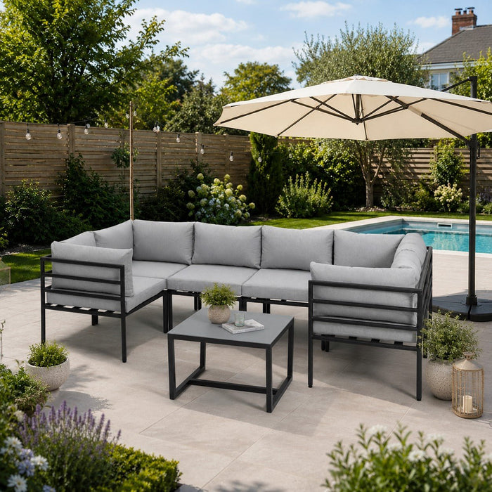 Matira 6 Seat Aluminium Modular Garden Furniture Set, Grey