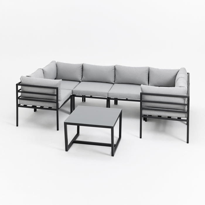 Matira 6 Seat Aluminium Modular Garden Furniture Set, Grey