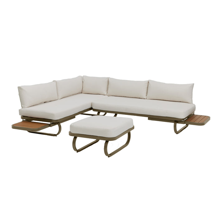 Corvo Olive Green Corner Garden Lounge Set, Cream