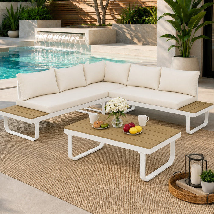 Skyros Aluminium Corner Garden Sofa, White