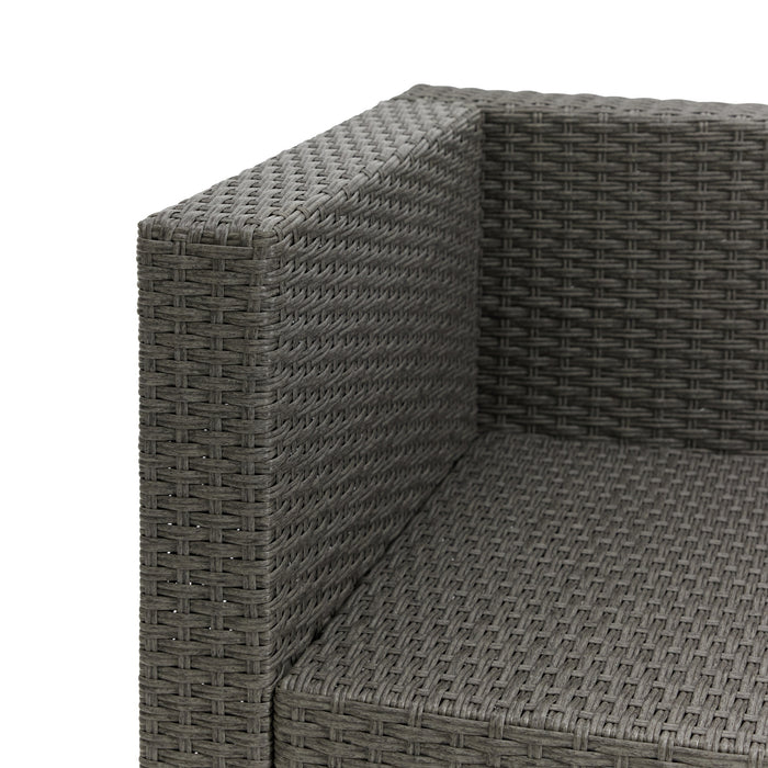 Maritimo Rattan Garden Set With Firepit, Dark Grey