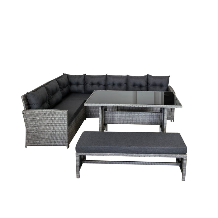 Montego Corner Rattan Garden Dining Set, Grey