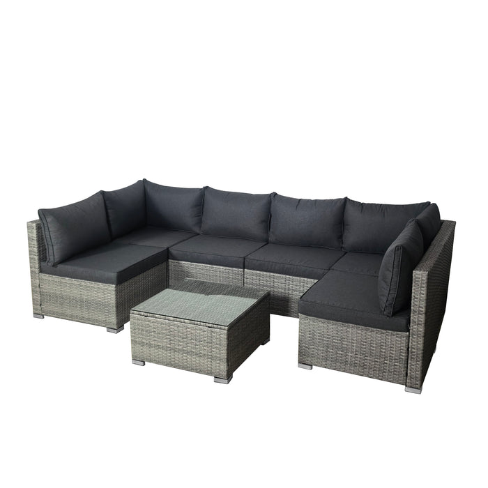 Cancun Modular 6 Seater Rattan Garden Lounge Set, Grey