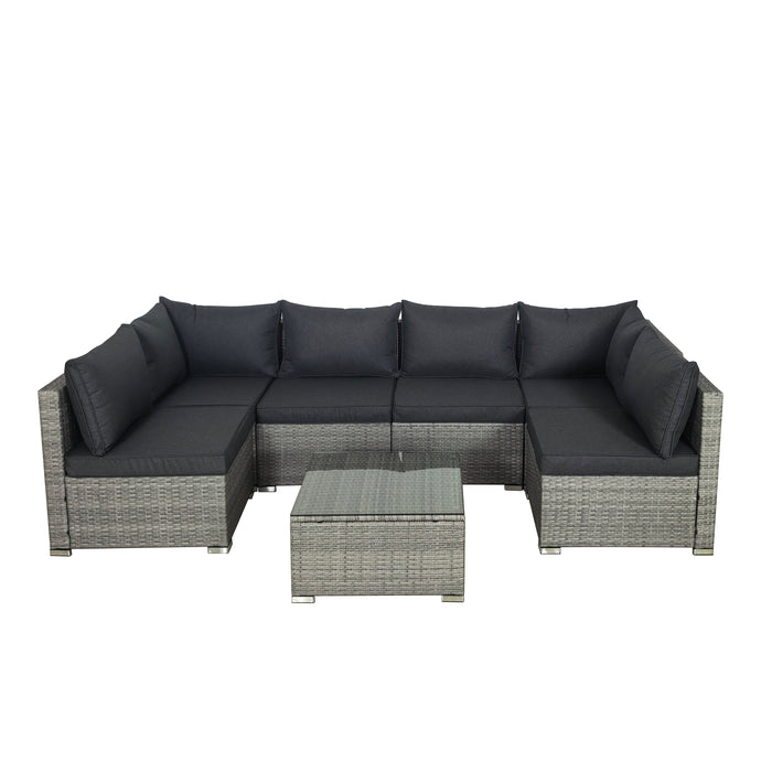Cancun Modular 6 Seater Rattan Garden Lounge Set, Grey