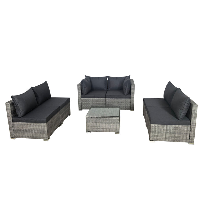 Cancun Modular 6 Seater Rattan Garden Lounge Set, Grey