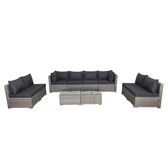 Cancun Modular 8 Seater Rattan Garden Lounge Set, Grey