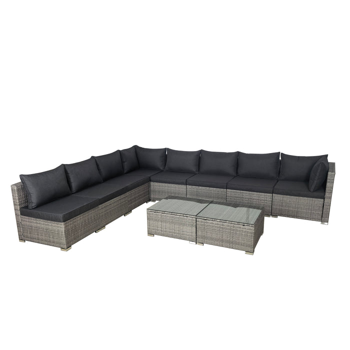 Cancun Modular 8 Seater Rattan Garden Lounge Set, Grey