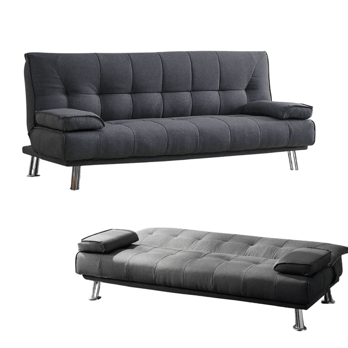 Montana Fabric Sofa Bed with Chrome Legs, Charcoal Fabric