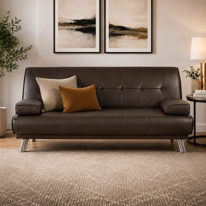 Montana Sofa Bed, Brown Faux Leather