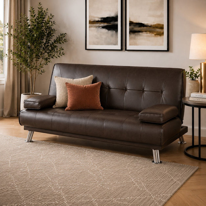 Montana Sofa Bed, Brown Faux Leather