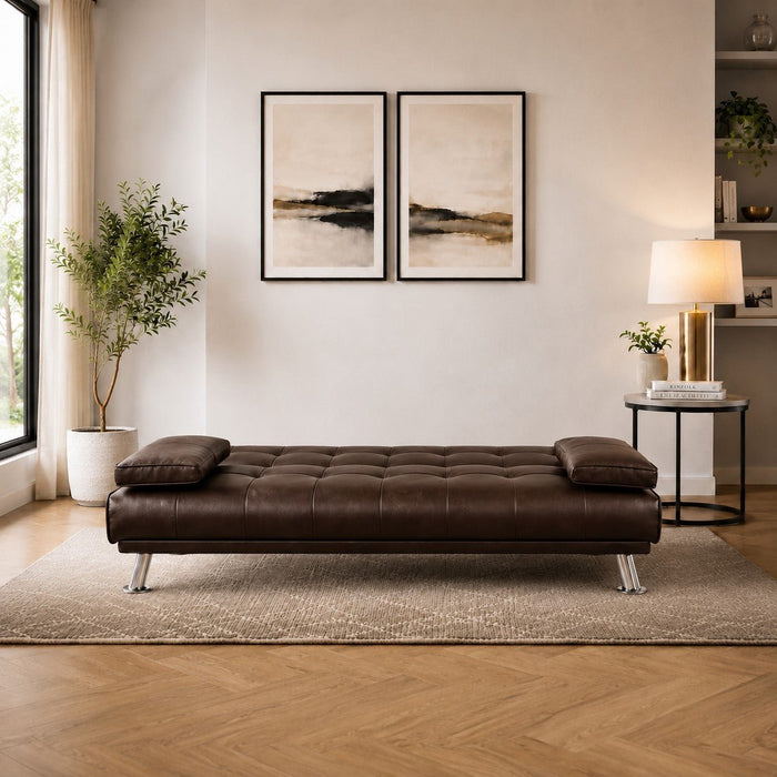Montana Sofa Bed, Brown Faux Leather