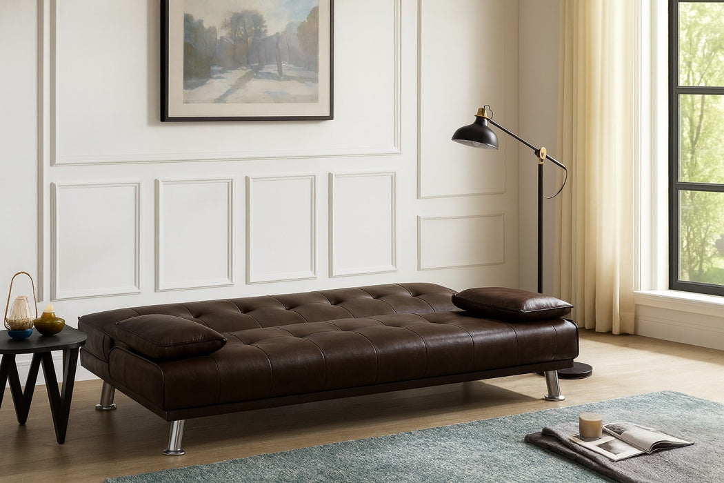 Montana Sofa Bed, Brown Faux Leather