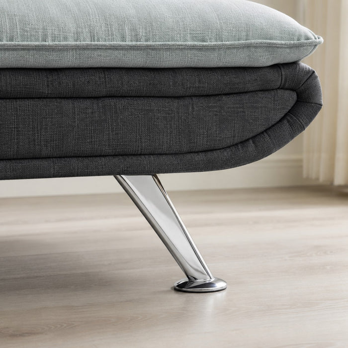 Michigan Fabric Sofa Bed Duo Contrast Fabric With Chrome Legs, Grey & Charcoal Fabric