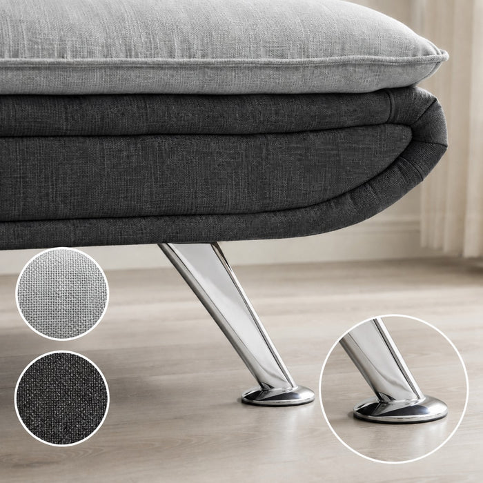 Michigan Fabric Sofa Bed Duo Contrast Fabric With Chrome Legs, Grey & Charcoal Fabric