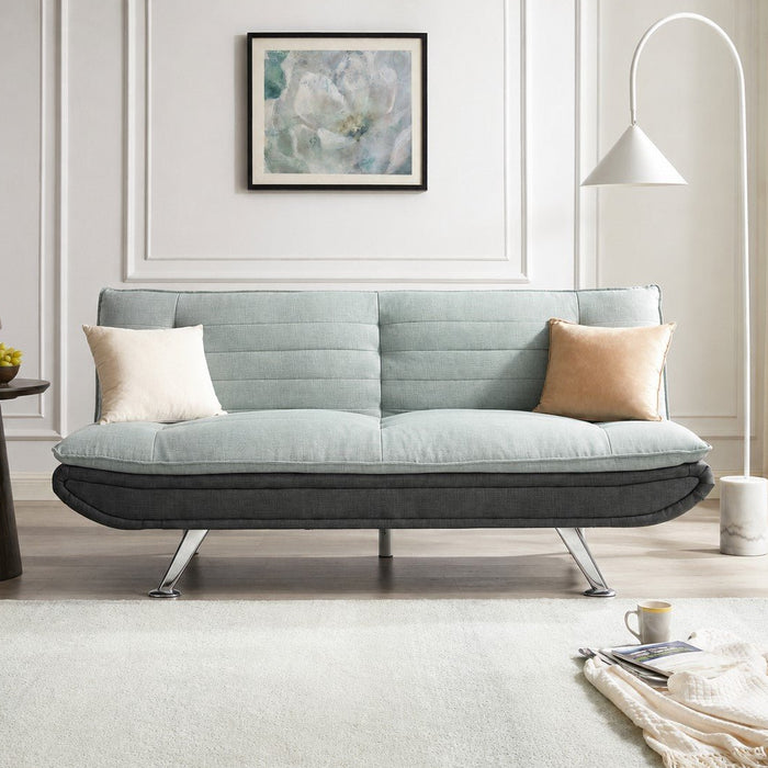 Michigan Fabric Sofa Bed Duo Contrast Fabric With Chrome Legs, Grey & Charcoal Fabric