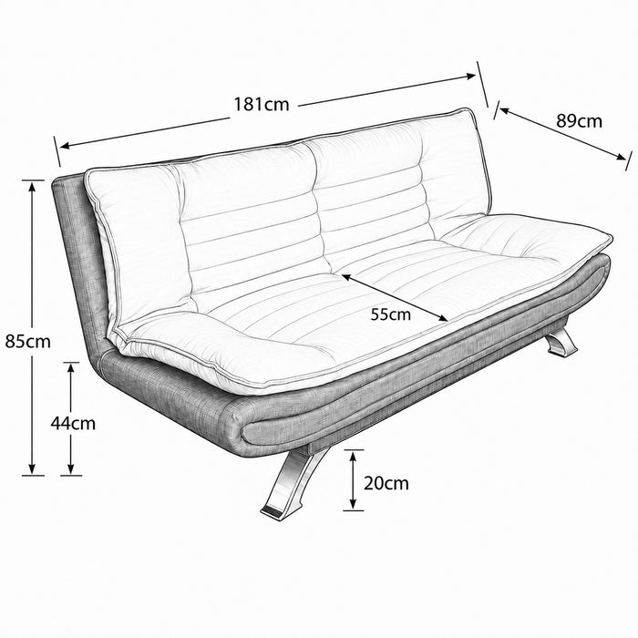 Michigan Fabric Sofa Bed Duo Contrast Fabric With Chrome Legs, Grey & Charcoal Fabric