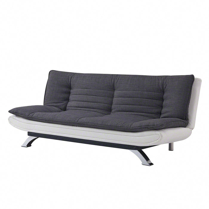 Michigan Fabric Sofa Bed Duo Contrast Fabric With Chrome Legs, Charcoal & White Faux Leather