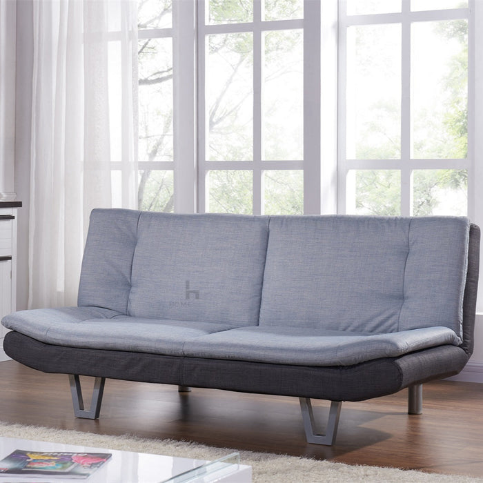 Hudson Fabric Sofa Bed Charcoal Base with Duck Egg Grey Duo Contrast Topper