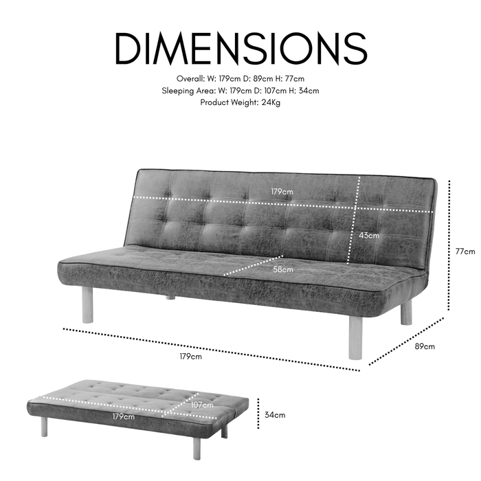 Salerno Sofa Bed, Brown Air Leather