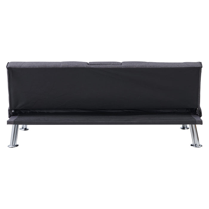 Indiana Fabric Sofa Bed with Cupholder Tray, Charcoal Fabric
